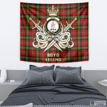 Boyd Tartan Tapestry with Clan Crest and the Golden Sword of Courageous Legacy