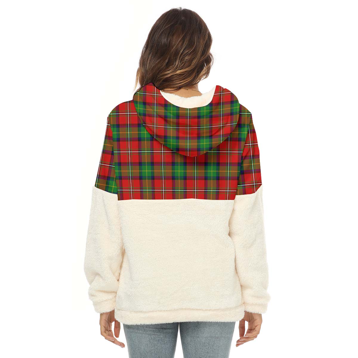 Boyd Tartan Women's Borg Fleece Hoodie With Half Zip with Family Crest - Tartan Vibes Clothing