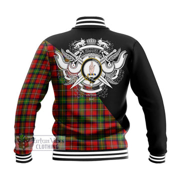 Boyd Tartan Baseball Jacket with Family Crest and Military Logo Style - Tartanvibesclothing Shop