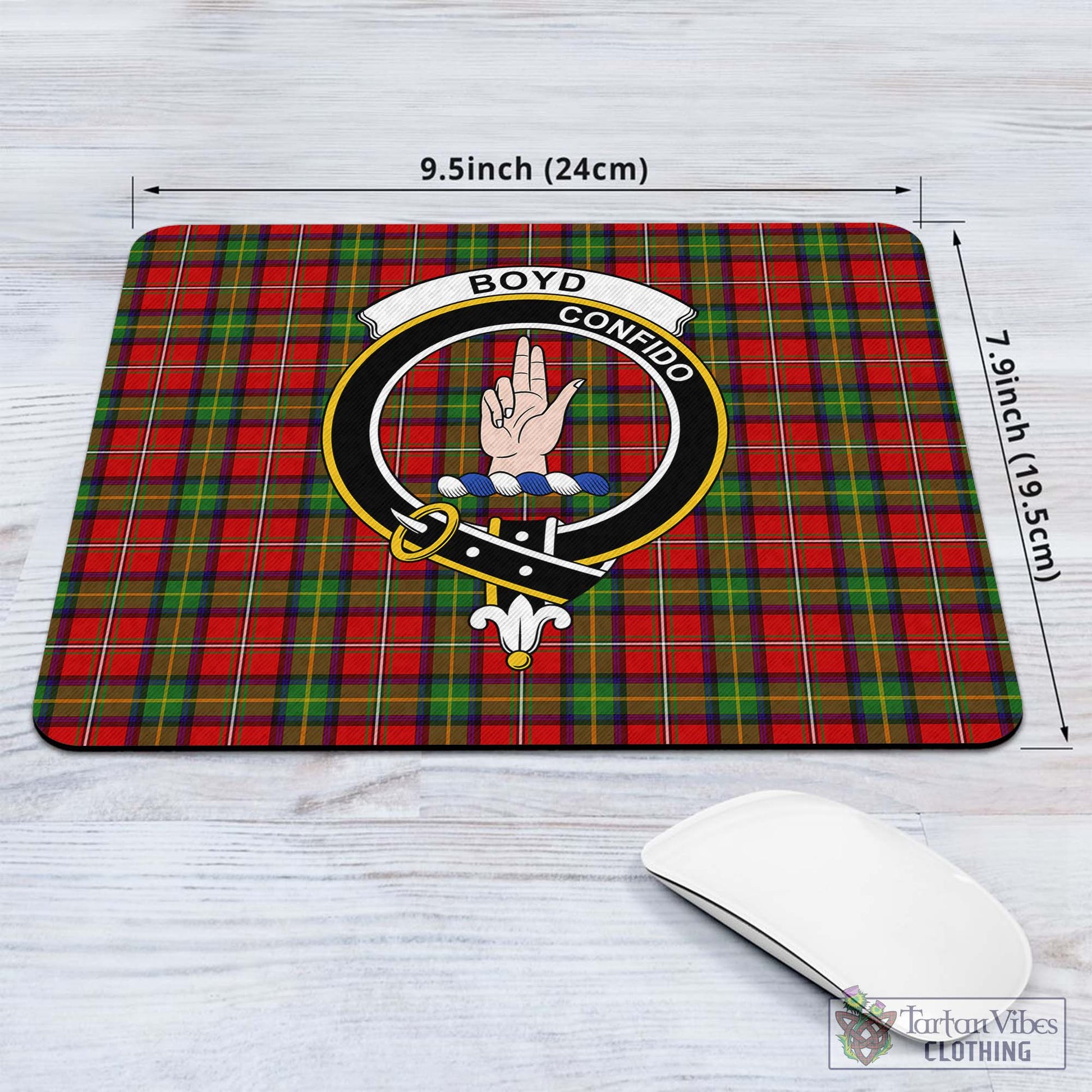 Tartan Vibes Clothing Boyd Modern Tartan Mouse Pad with Family Crest