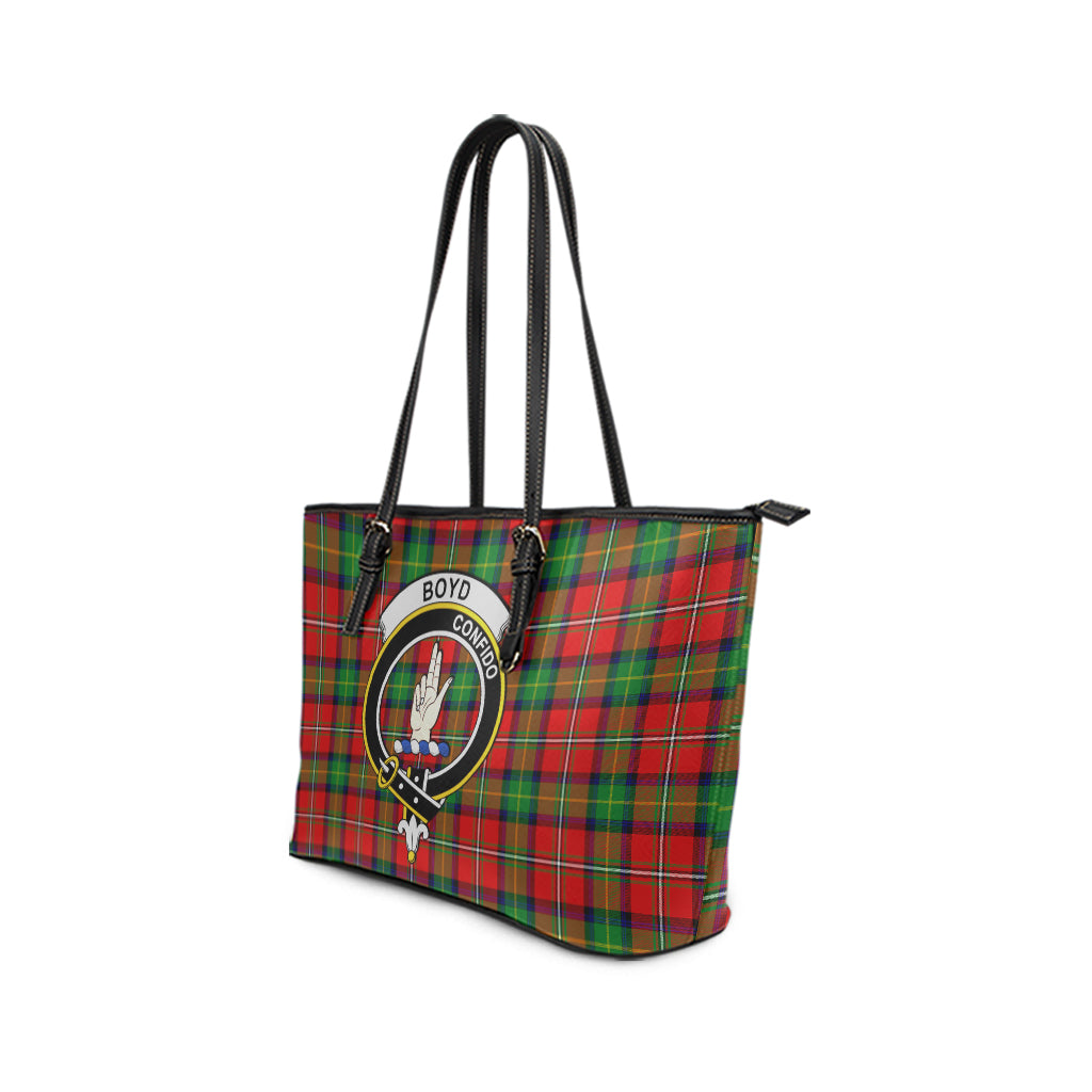 Boyd Modern Tartan Leather Tote Bag with Family Crest - Tartanvibesclothing