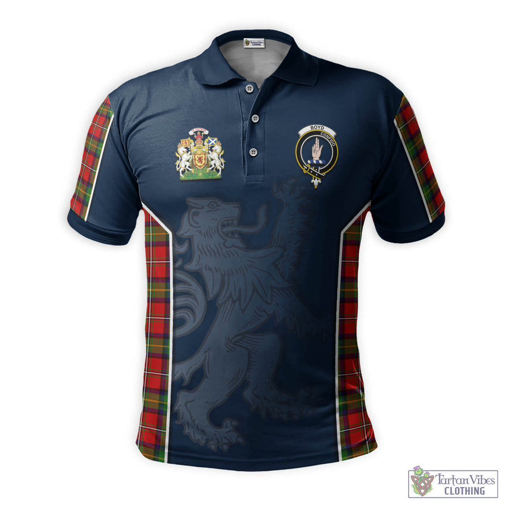 Tartan Vibes Clothing Boyd Modern Tartan Men's Polo Shirt with Family Crest and Lion Rampant Vibes Sport Style