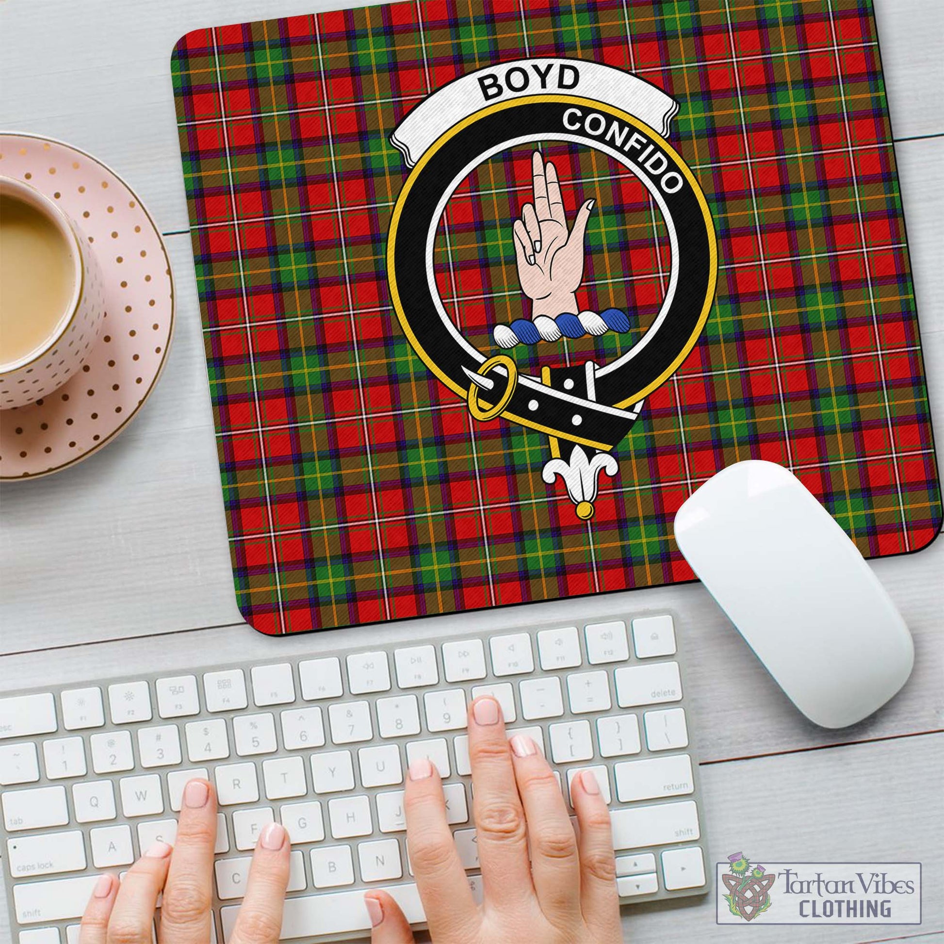 Tartan Vibes Clothing Boyd Modern Tartan Mouse Pad with Family Crest