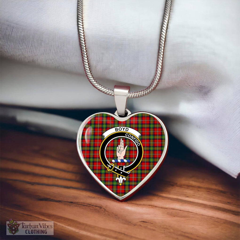Tartan Vibes Clothing Boyd Modern Tartan Heart Necklace with Family Crest
