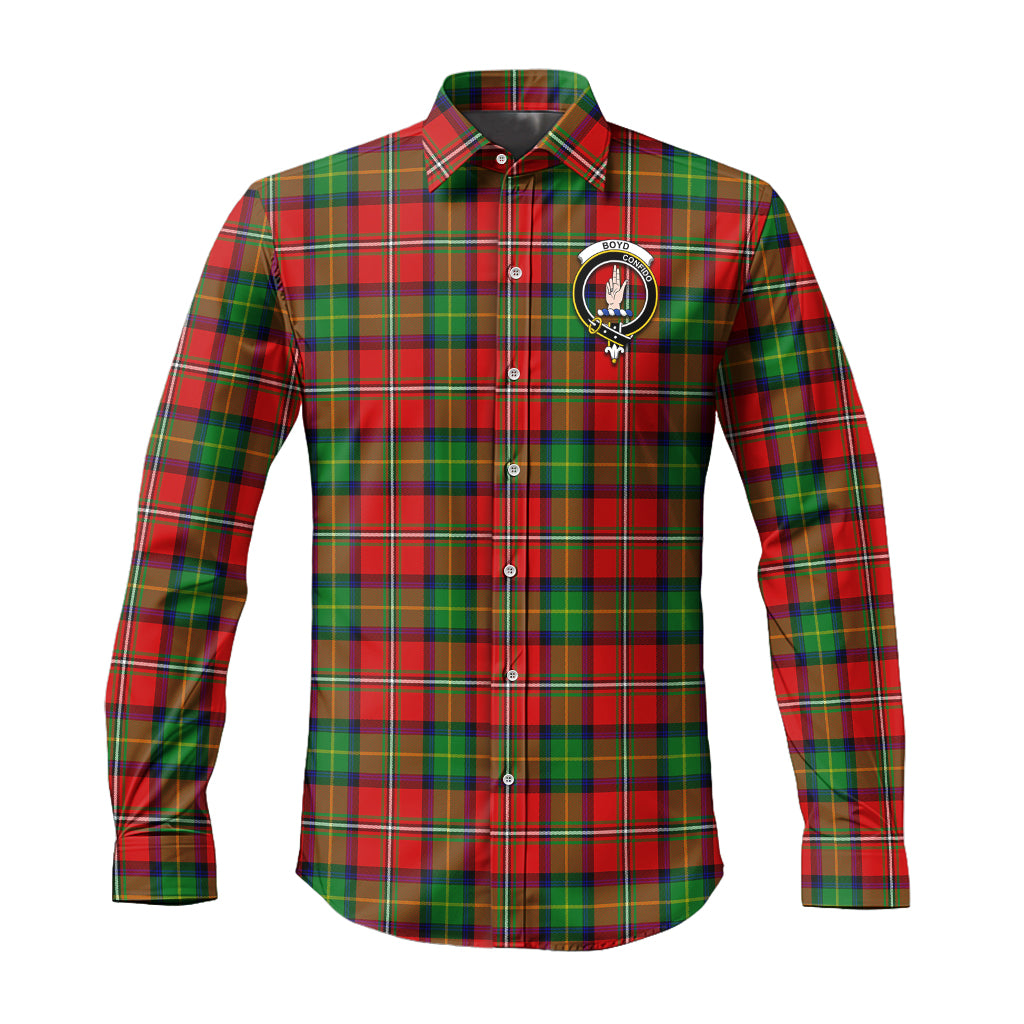 Boyd Modern Tartan Long Sleeve Button Up Shirt with Family Crest - Tartanvibesclothing