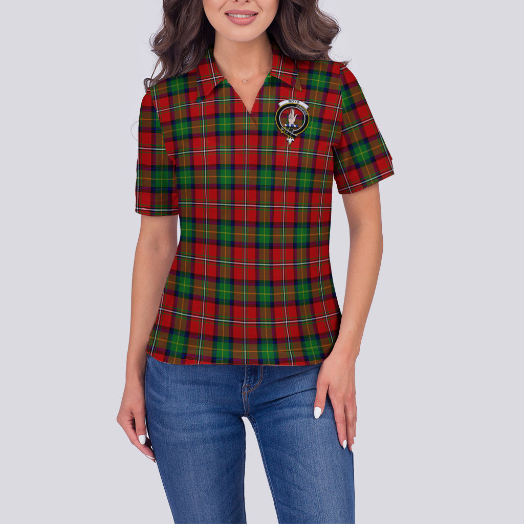 Boyd Modern Tartan Polo Shirt with Family Crest For Women - Tartanvibesclothing
