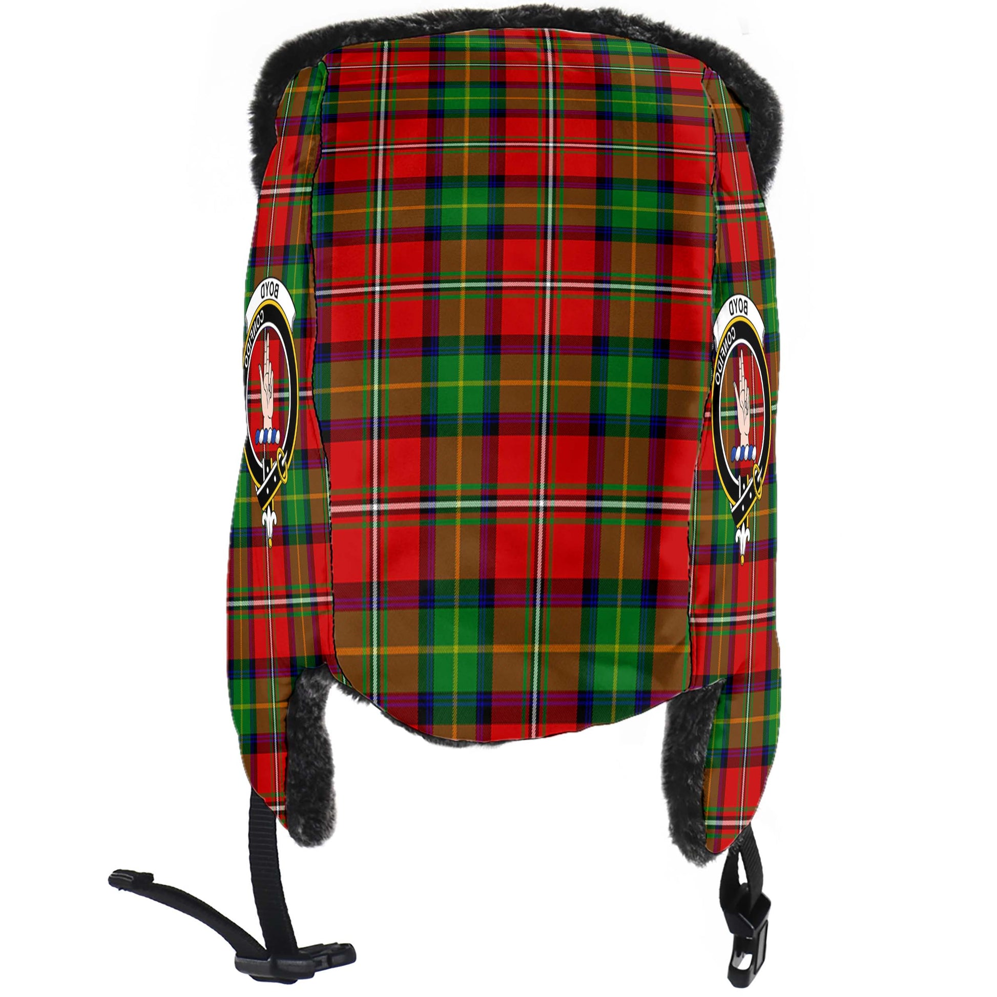 Boyd Tartan Winter Trapper Hat with Family Crest - Tartan Vibes Clothing