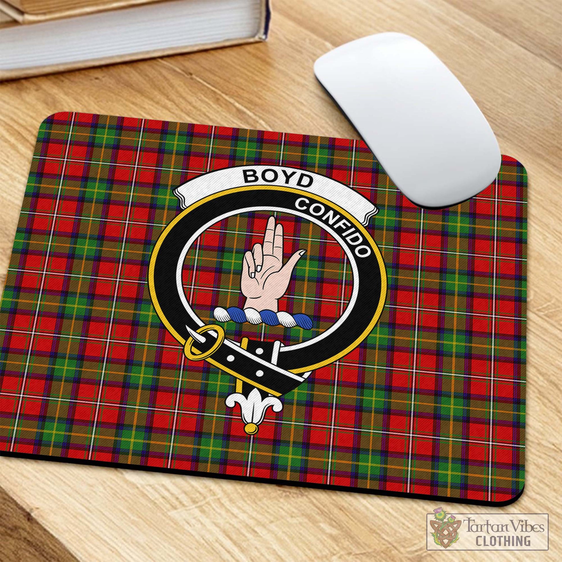 Tartan Vibes Clothing Boyd Modern Tartan Mouse Pad with Family Crest
