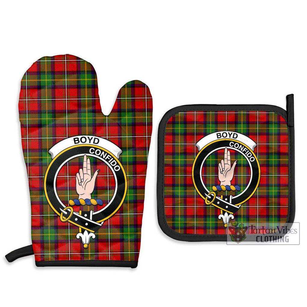 Boyd Tartan Combo Oven Mitt & Pot-Holder with Family Crest Combo 1 Oven Mitt & 2 Pot-Holder Black - Tartan Vibes Clothing