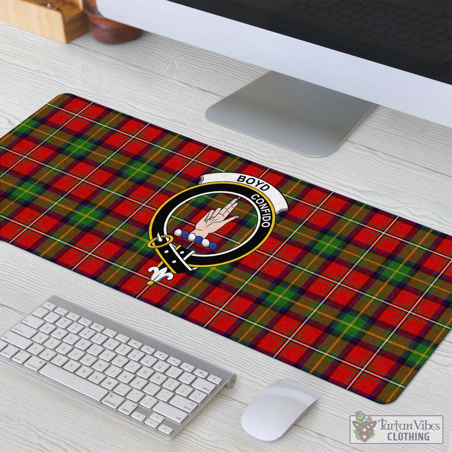 Tartan Vibes Clothing Boyd Modern Tartan Mouse Pad with Family Crest