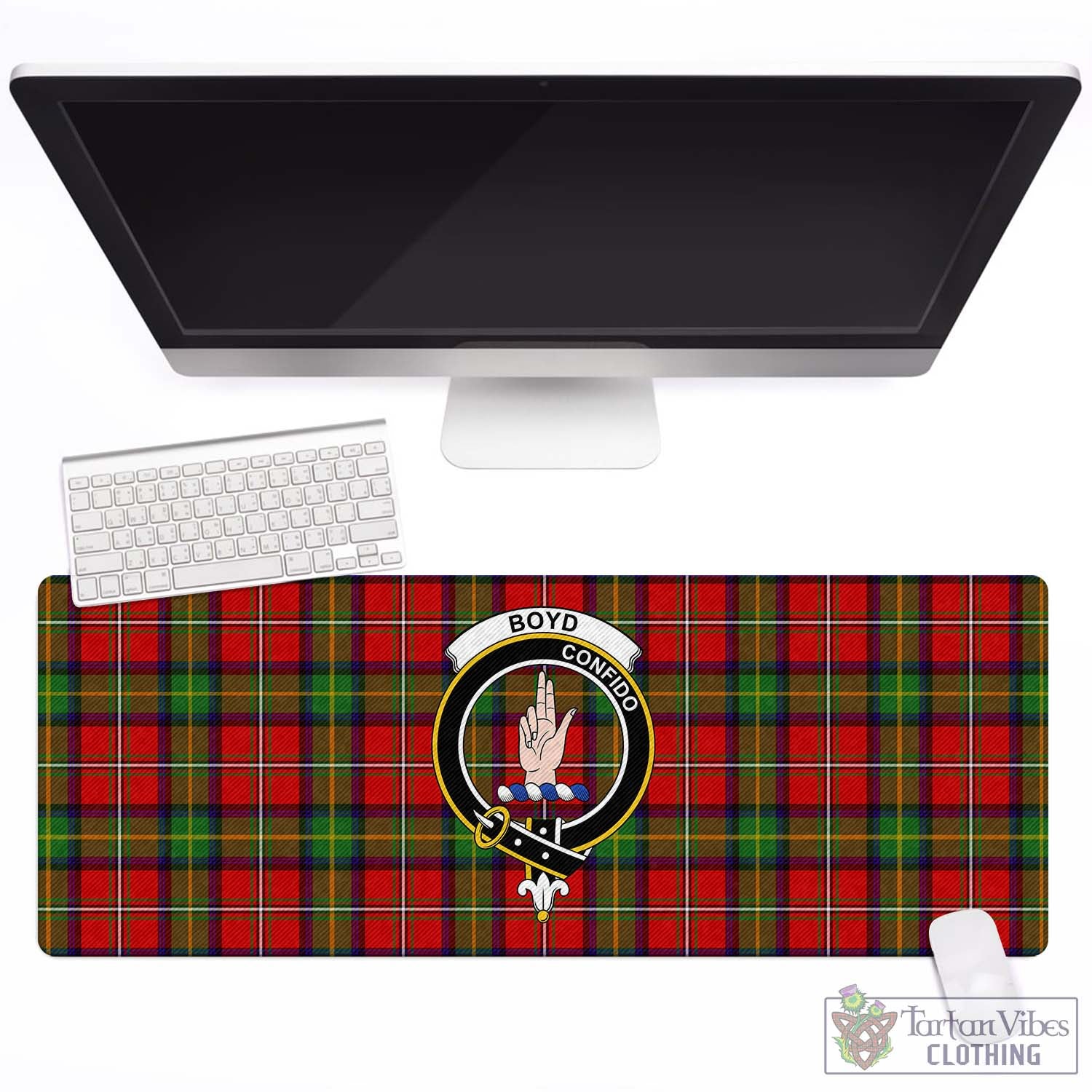 Tartan Vibes Clothing Boyd Modern Tartan Mouse Pad with Family Crest