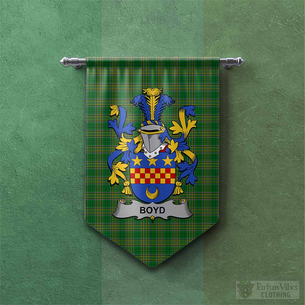 Tartan Vibes Clothing Boyd of Danson Irish Clan Tartan Gonfalon, Tartan Banner with Coat of Arms