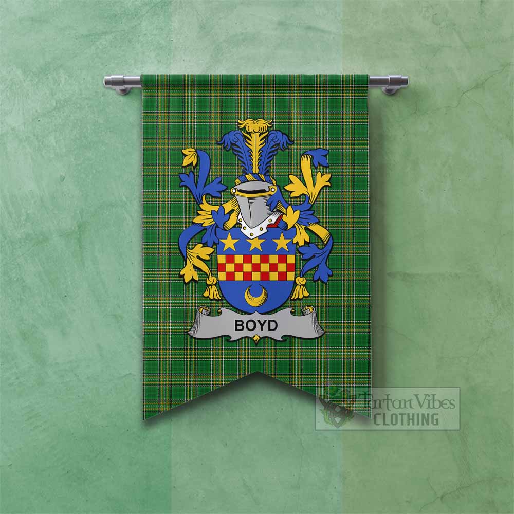 Tartan Vibes Clothing Boyd of Danson Irish Clan Tartan Gonfalon, Tartan Banner with Coat of Arms