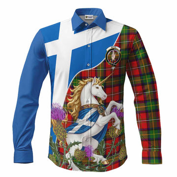 Boyd Scottish Tartan Crest Unicorn Heritage Long Sleeve Button Shirts Men's Shirt S - Tartan Vibes Clothing
