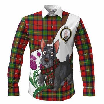 Boyd Scottish Terrier Tartan Crest Long Sleeve Button Shirts Thistle Heritage Art