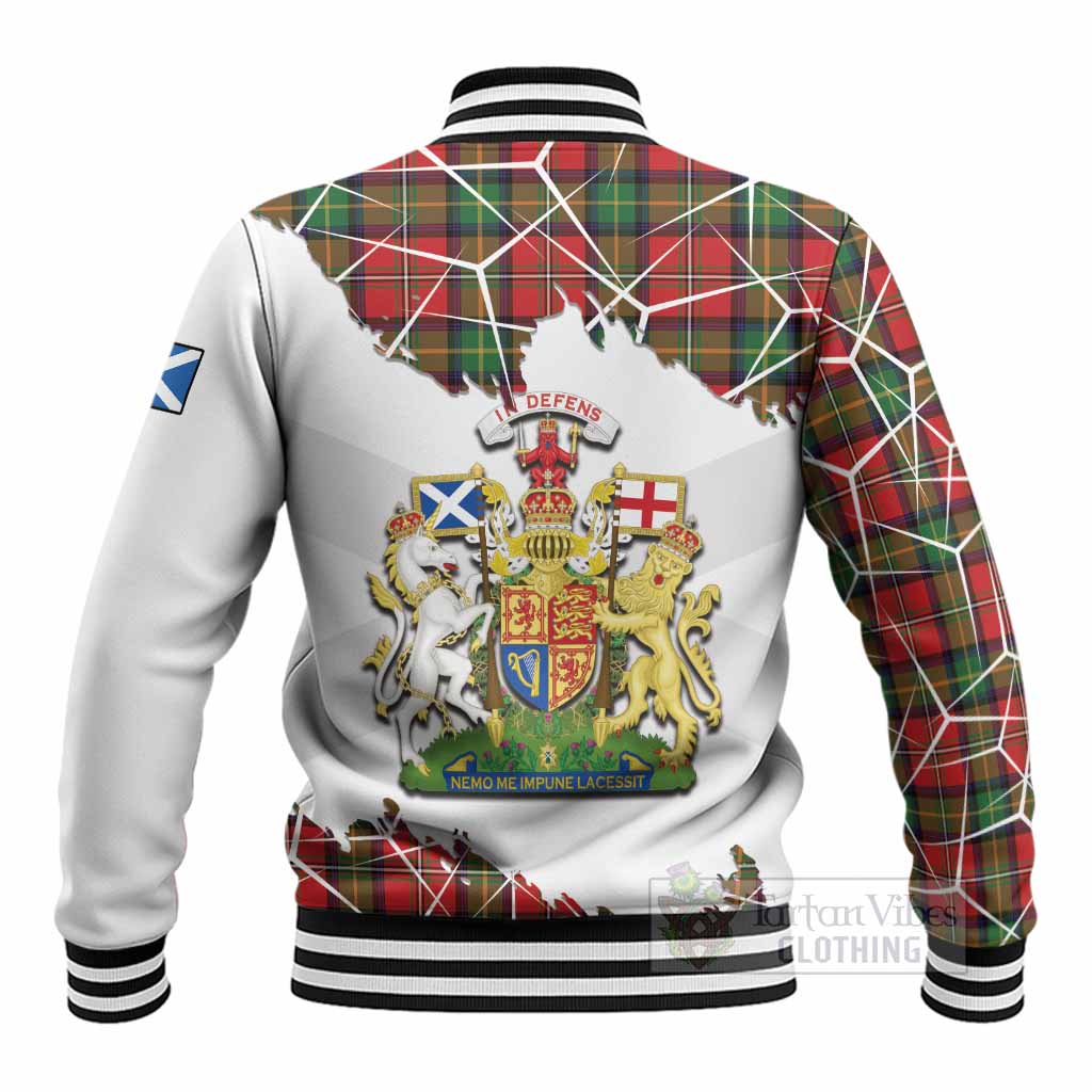 Boyd Tartan Baseball Jacket with Family Crest and Lion Rampant Grunge Style
