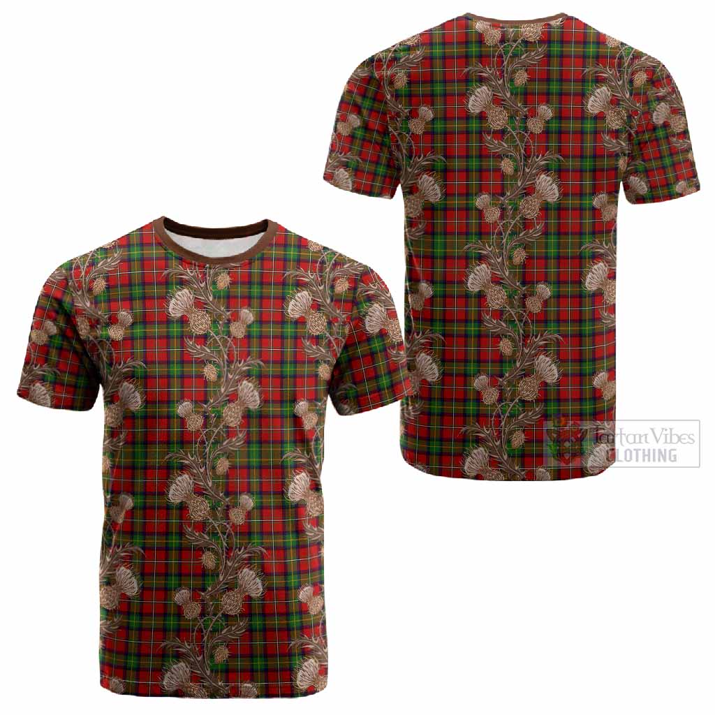 Boyd Tartan Cotton T-shirt Seamless Scottish Thistle Flowers