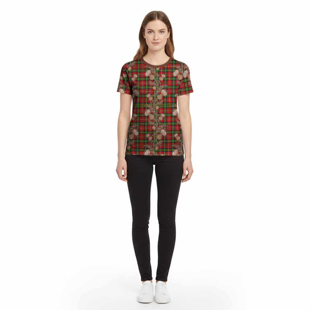 Boyd Tartan Cotton T-shirt Seamless Scottish Thistle Flowers