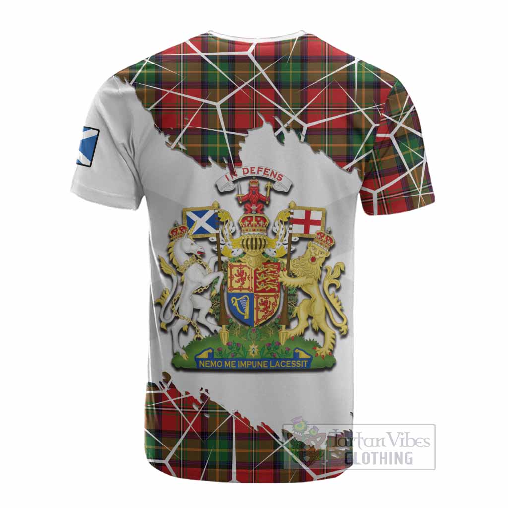 Boyd Tartan Cotton T-shirt with Family Crest and Lion Rampant Grunge Style