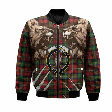 Boyd Tartan Crest Bomber Jacket Ferocious Lion Style