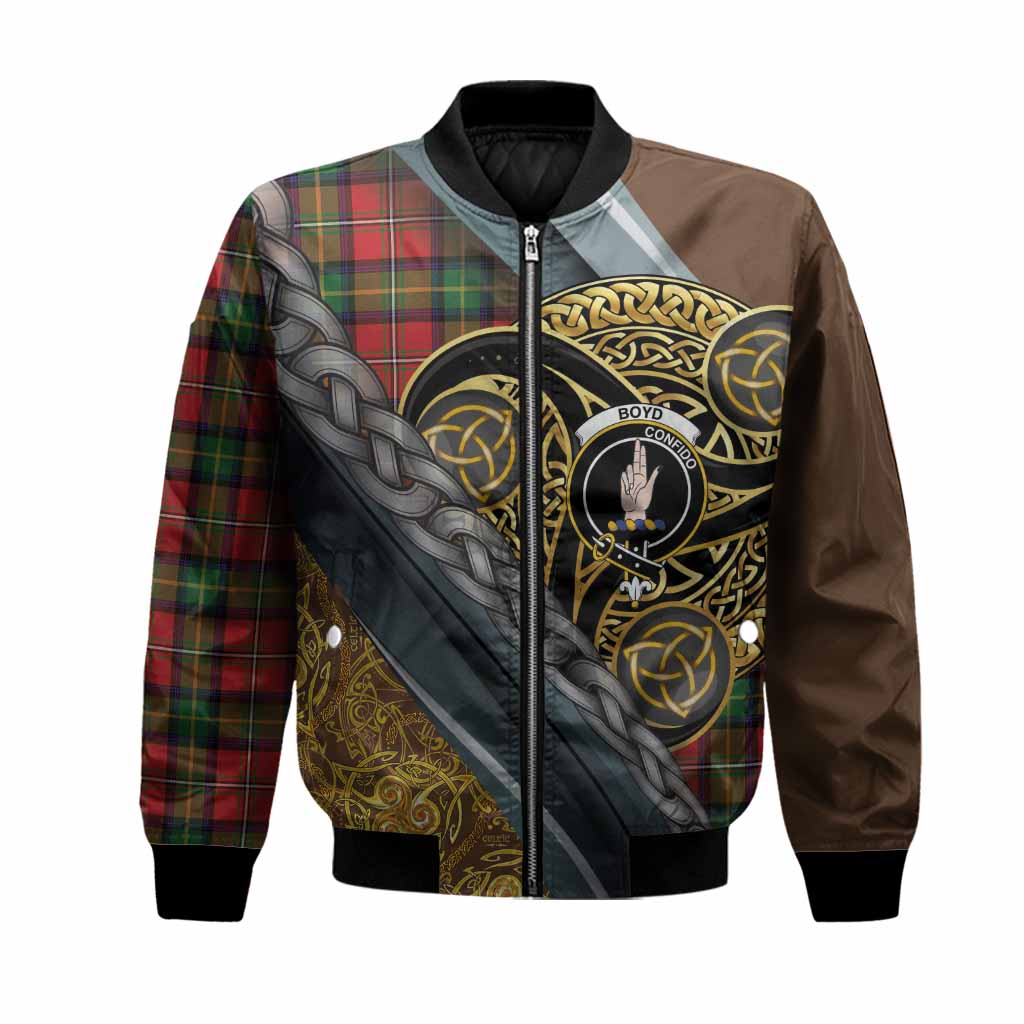 Boyd Tartan Crest Bomber Jacket Scottish Triskele Celtic