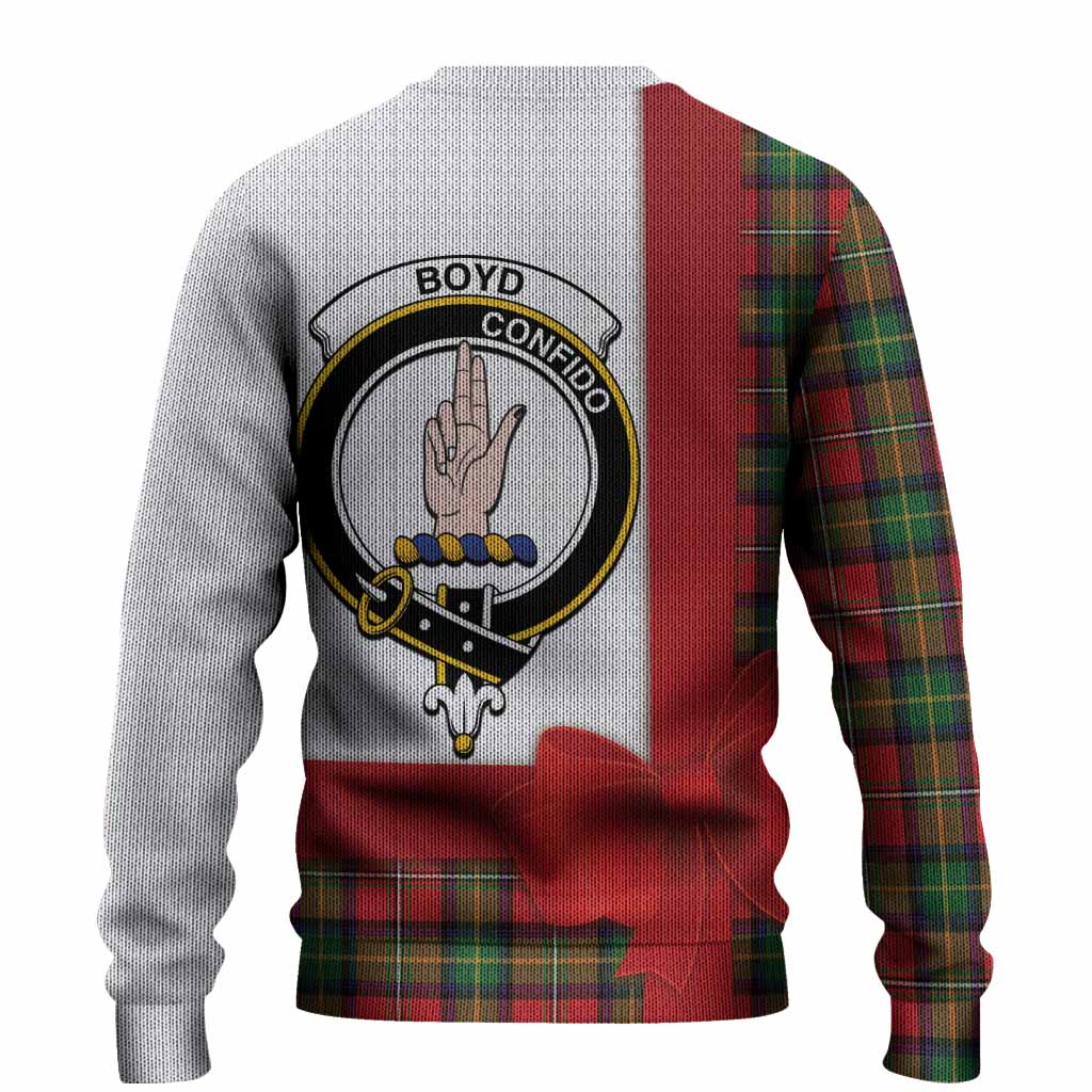 Boyd Tartan Crest Christmas Christmas Ugly Sweater Highland Cow Bagpipes Coquette Bow Style