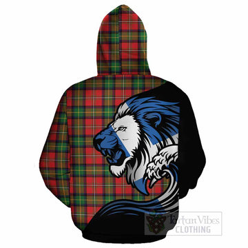 Boyd Tartan Crest Cotton Hoodie Scottish Golden Lions Wave Flow