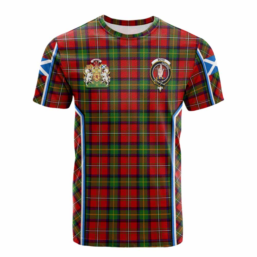 Boyd Tartan Crest Cotton T-shirt Scotland Coat of Arm Flag Style - Tartan Vibes Clothing