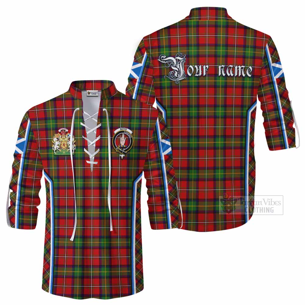Boyd Tartan Crest Ghillie Kilt Shirt Scotland Coat of Arm Flag Style - Tartan Vibes Clothing