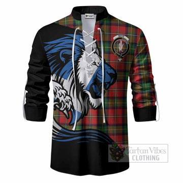 Boyd Tartan Crest Ghillie Shirt Scottish Golden Lions Wave Flow