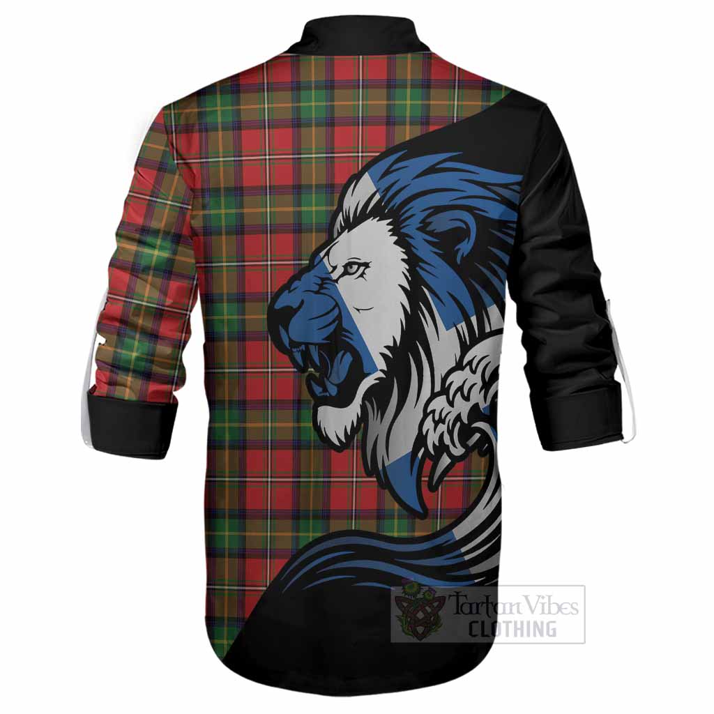 Boyd Tartan Crest Ghillie Shirt Scottish Golden Lions Wave Flow