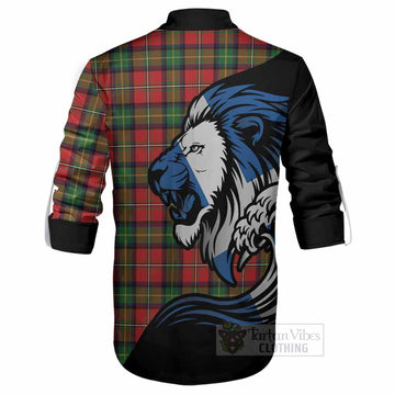 Boyd Tartan Crest Ghillie Shirt Scottish Golden Lions Wave Flow