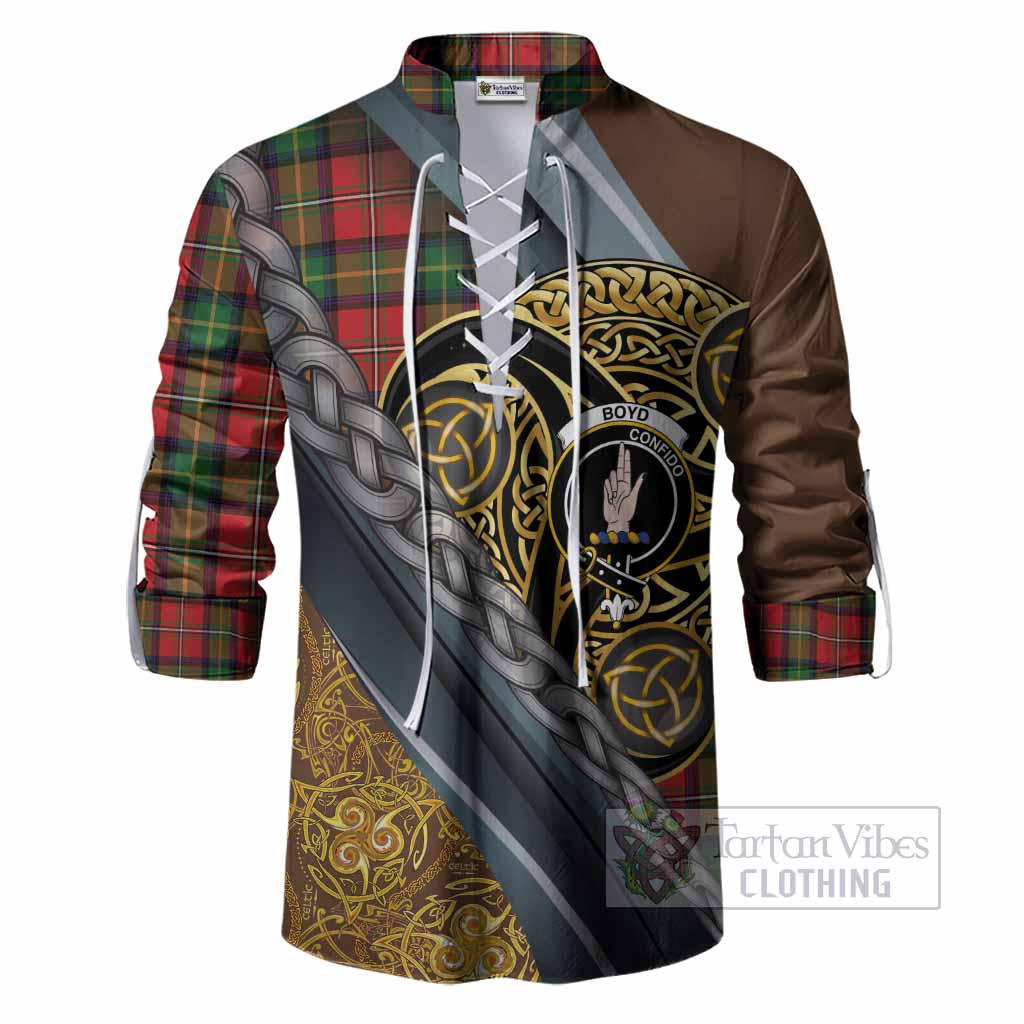 Boyd Tartan Crest Ghillie Shirt Scottish Triskele Celtic