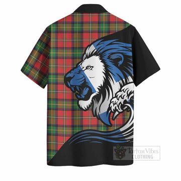 Boyd Tartan Crest Hawaiian Shirt Scottish Golden Lions Wave Flow