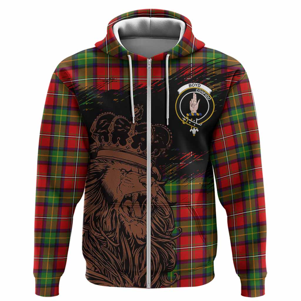Boyd Tartan Crest Hoodie Crowned Lion Heritage Style