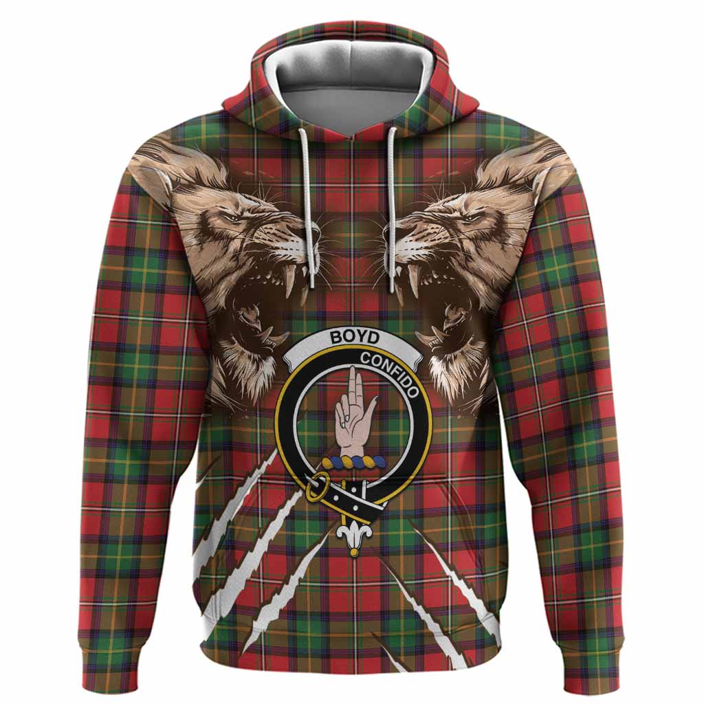 Boyd Tartan Crest Hoodie Ferocious Lion Style