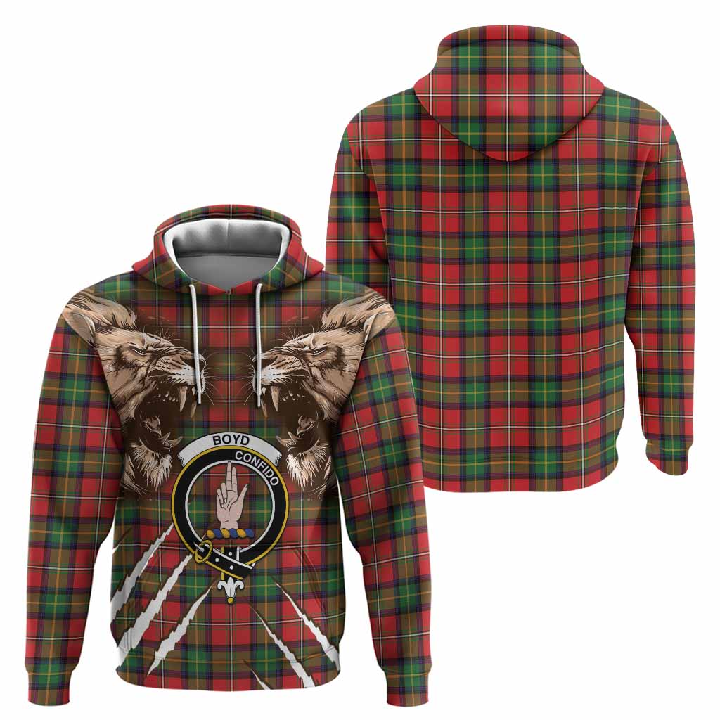 Boyd Tartan Crest Hoodie Ferocious Lion Style