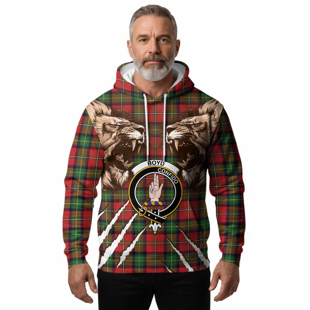 Boyd Tartan Crest Hoodie Ferocious Lion Style
