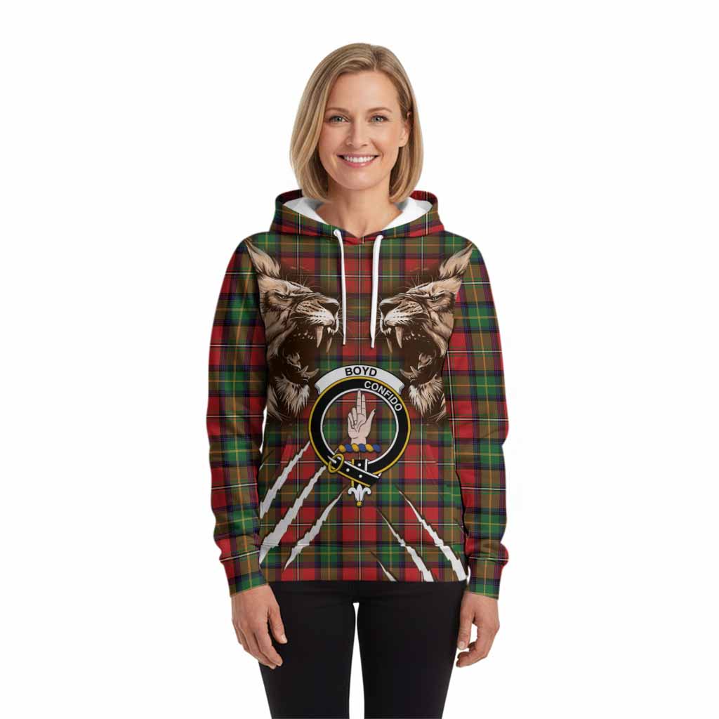 Boyd Tartan Crest Hoodie Ferocious Lion Style