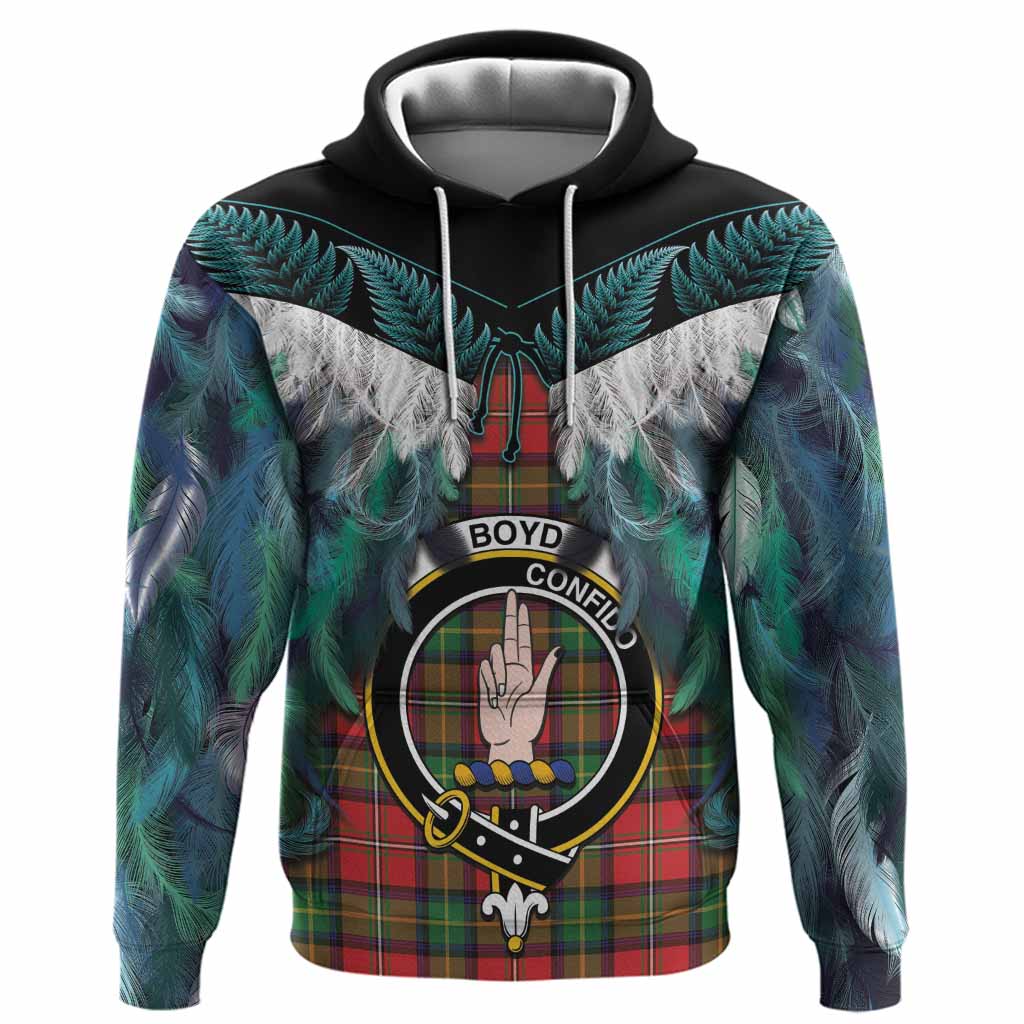Boyd Tartan Crest Hoodie New Zealand Maori Korowai Cloak