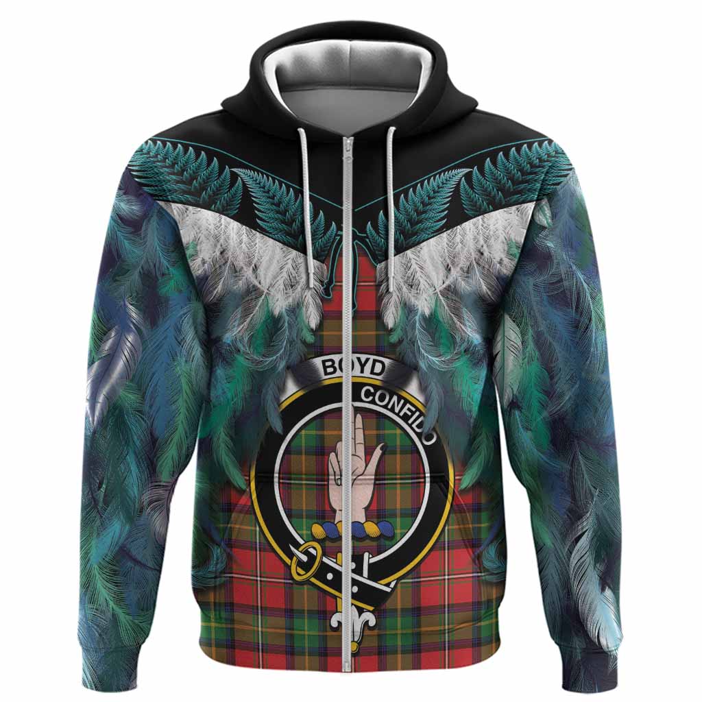 Boyd Tartan Crest Hoodie New Zealand Maori Korowai Cloak