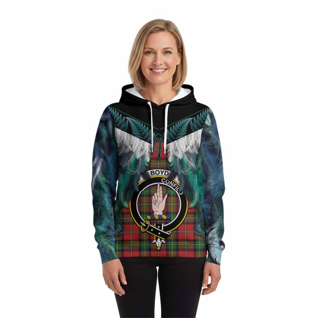 Boyd Tartan Crest Hoodie New Zealand Maori Korowai Cloak