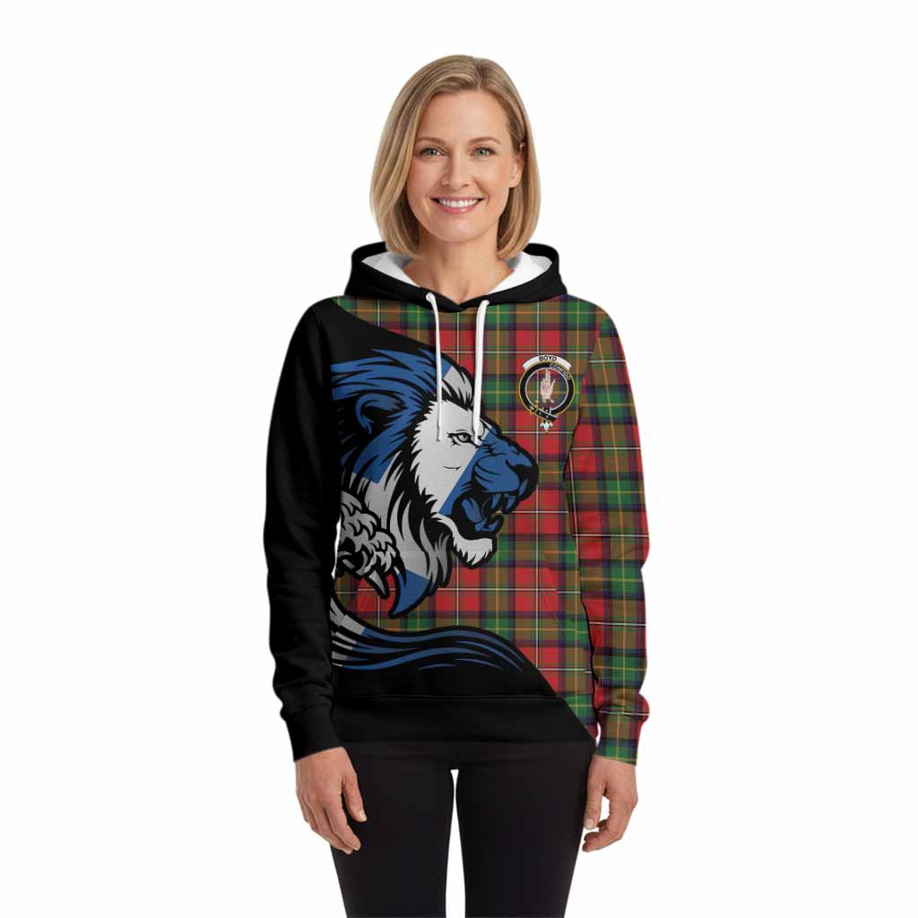 Boyd Tartan Crest Hoodie Scottish Golden Lions Wave Flow
