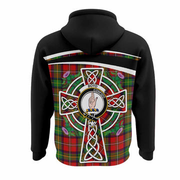 Boyd Tartan Crest Hoodie Scottish Thistle Celtic Cross Alba Gu Brath
