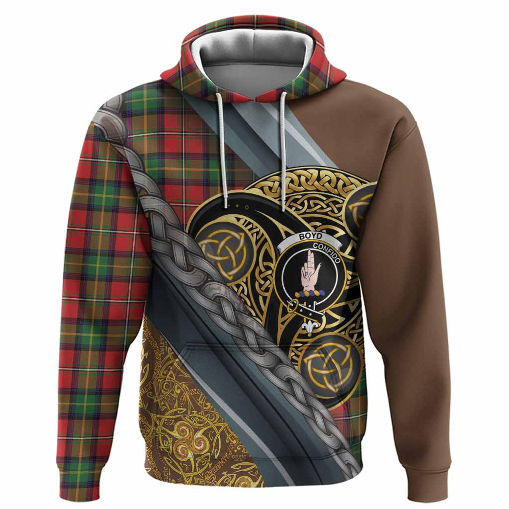 Boyd Tartan Crest Hoodie Scottish Triskele Celtic
