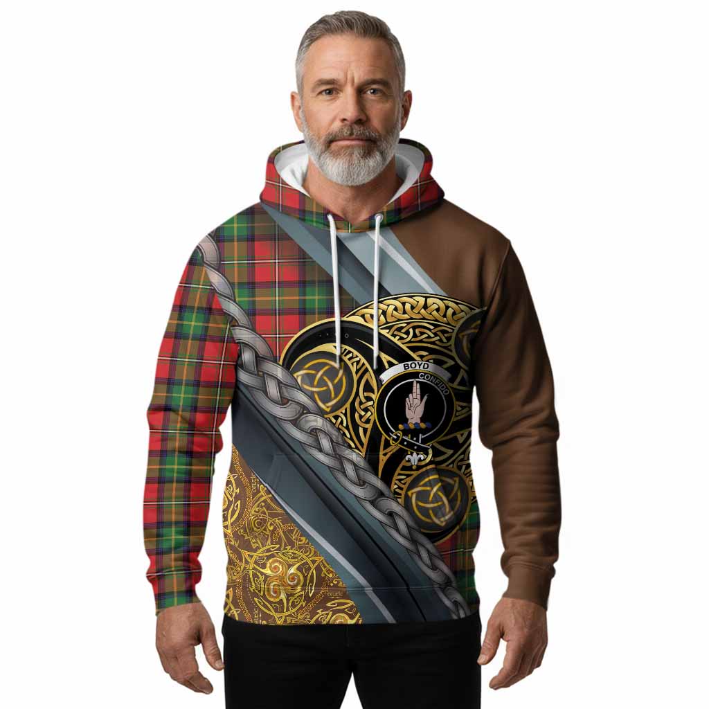 Boyd Tartan Crest Hoodie Scottish Triskele Celtic