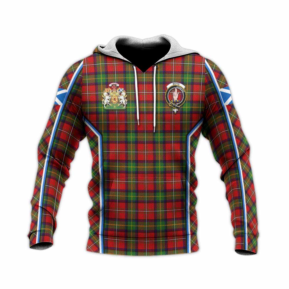 Boyd Tartan Crest Knitted Hoodie Scotland Coat of Arm Flag Style - Tartan Vibes Clothing