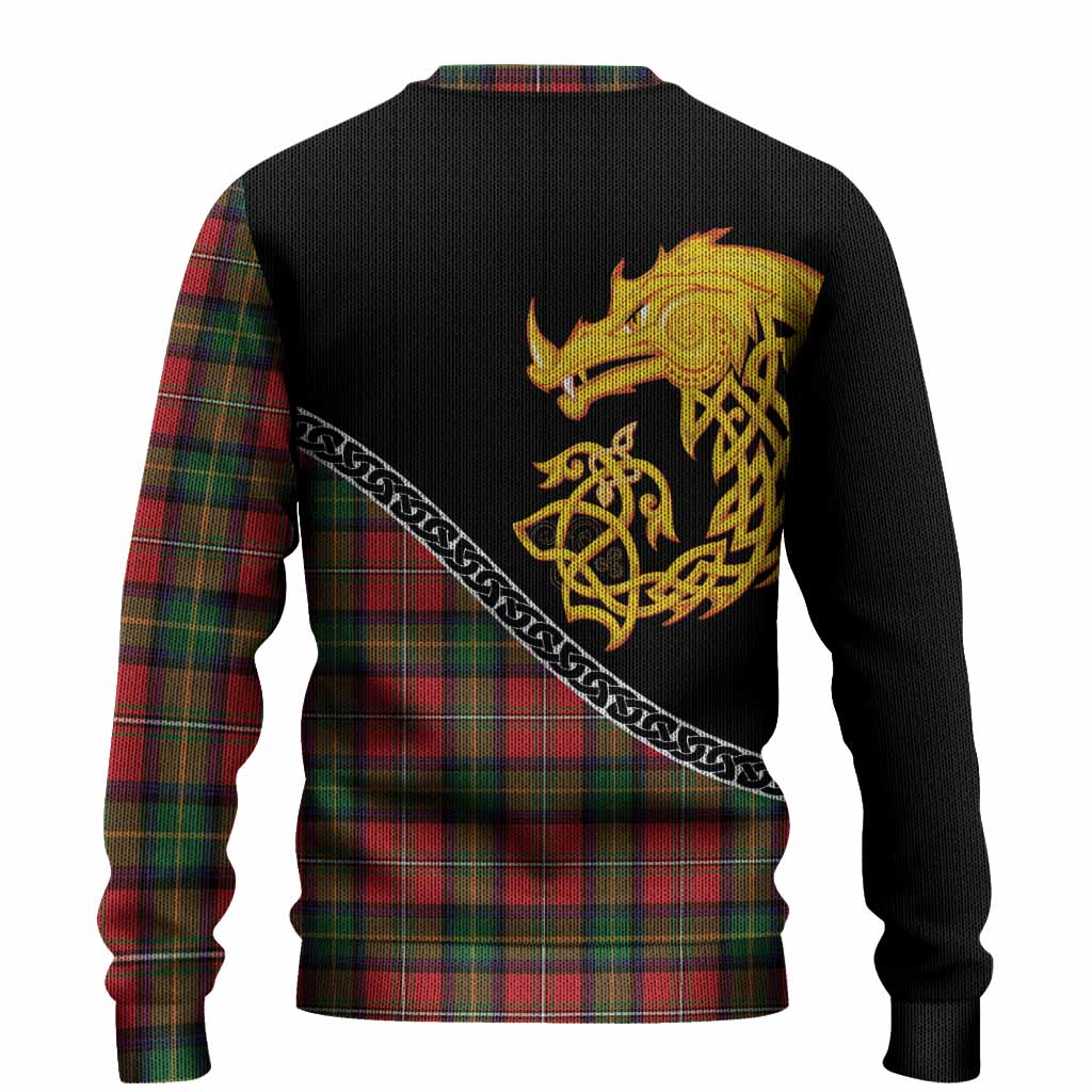 Boyd Tartan Crest Knitted Sweater Legendary Dragon Knot Half Style