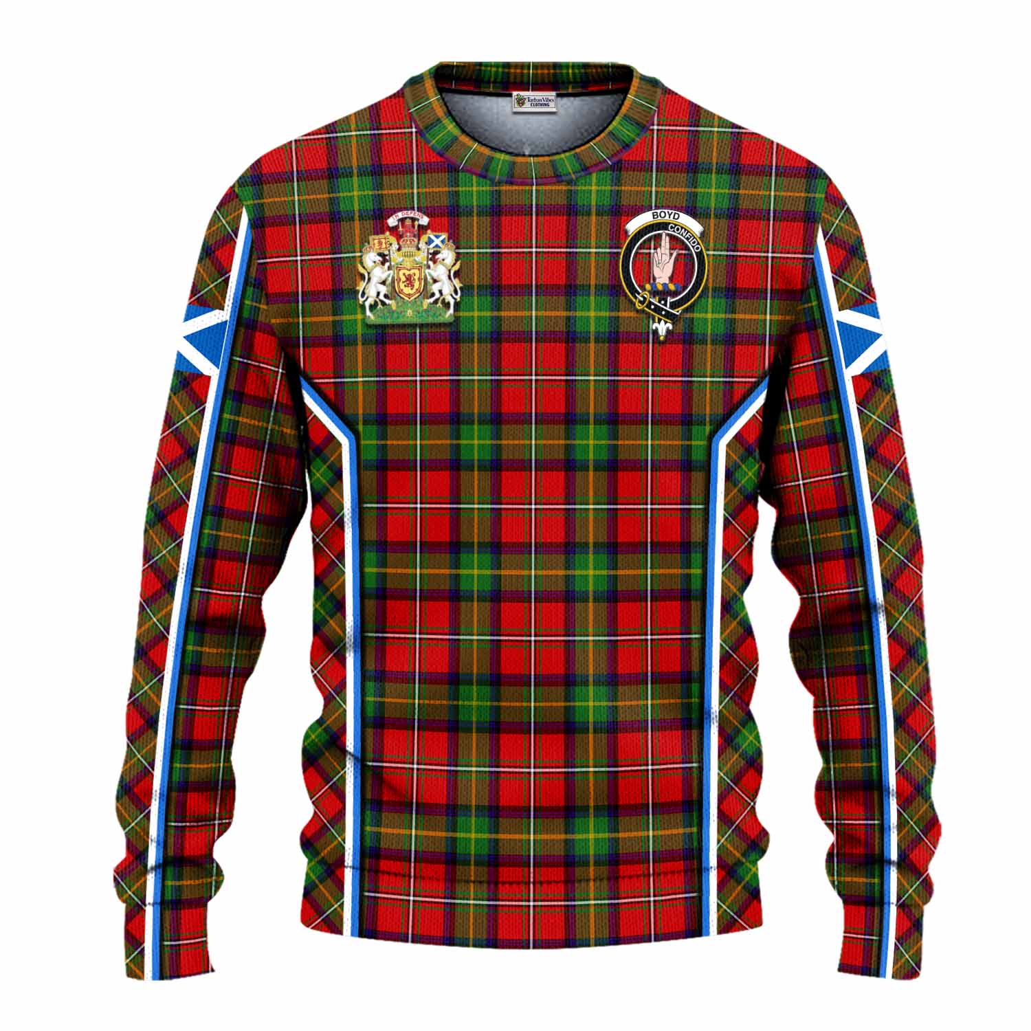 Boyd Tartan Crest Knitted Sweater Scotland Coat of Arm Flag Style - Tartan Vibes Clothing