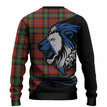 Boyd Tartan Crest Knitted Sweater Scottish Golden Lions Wave Flow